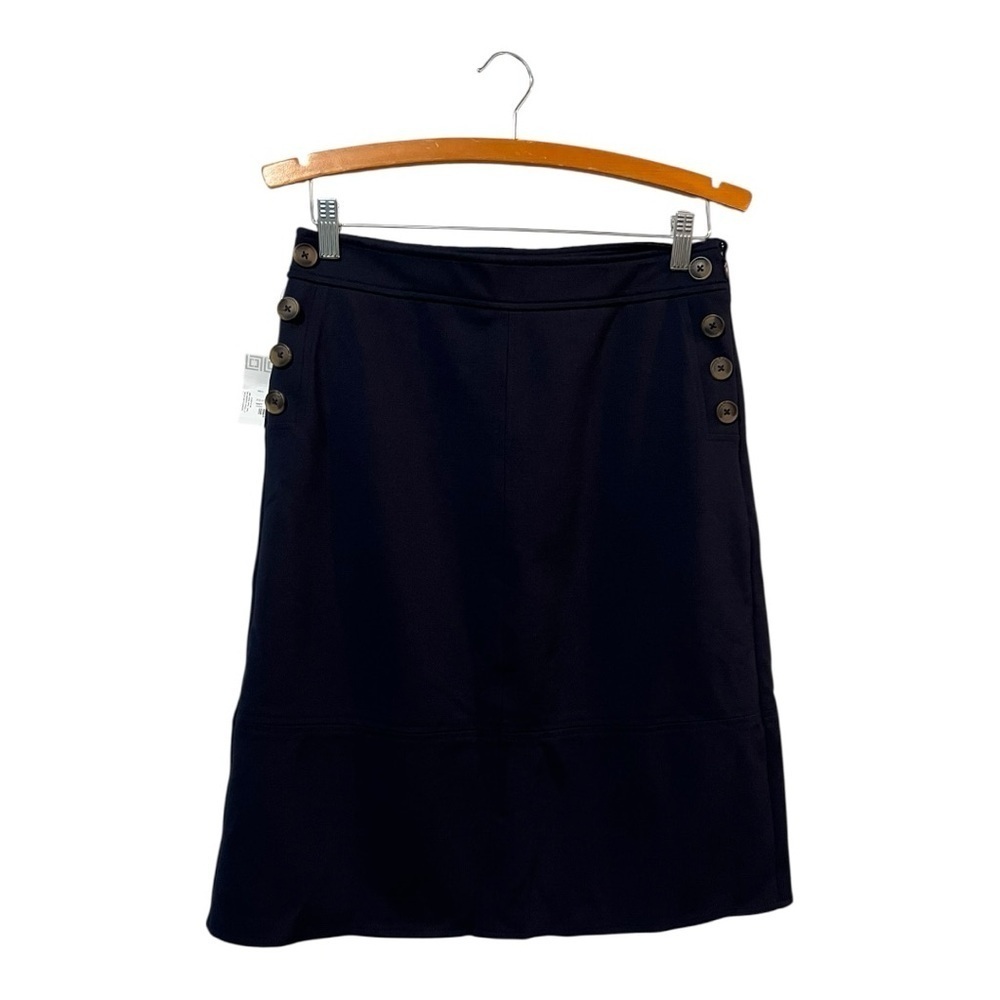 Liz Claiborne Navy Blue Skirt Size 8 New Career Office Work Button Detail